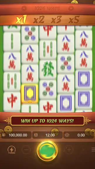 Mahjong Ways at spin 1, opening balance $100,000.00